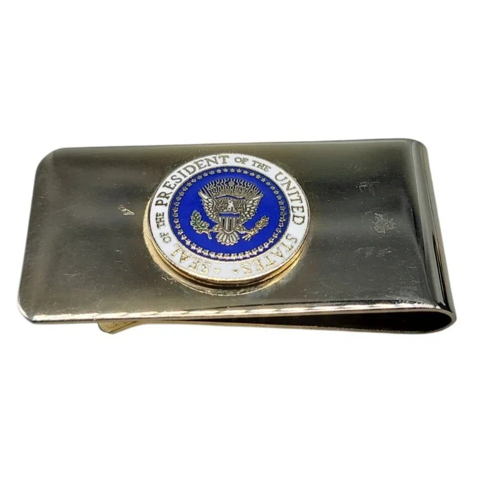 Presidential Seal Money Clip United States Blue White Eagle Shield Gold Tone